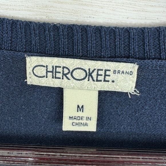 Cherokee Vintage Argyle Button Front Cardigan Sweater Blue Multi Medium - Picture 9 of 12